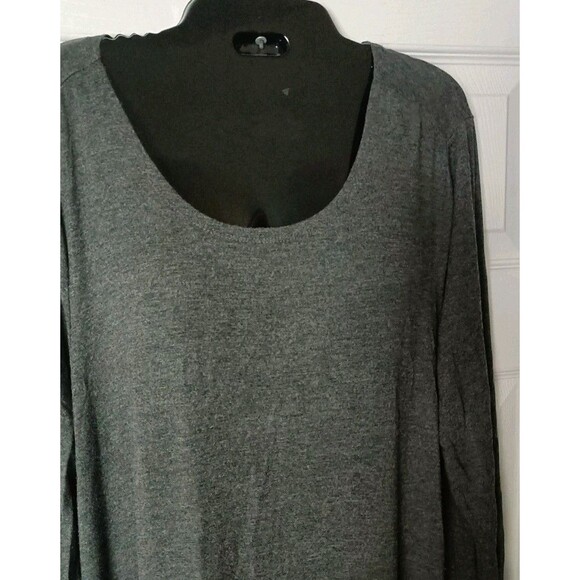 Joan Vass Tunic Dress Size Large Gray Scoop Neck Long Sleeve Knit Pullover - Picture 4 of 5
